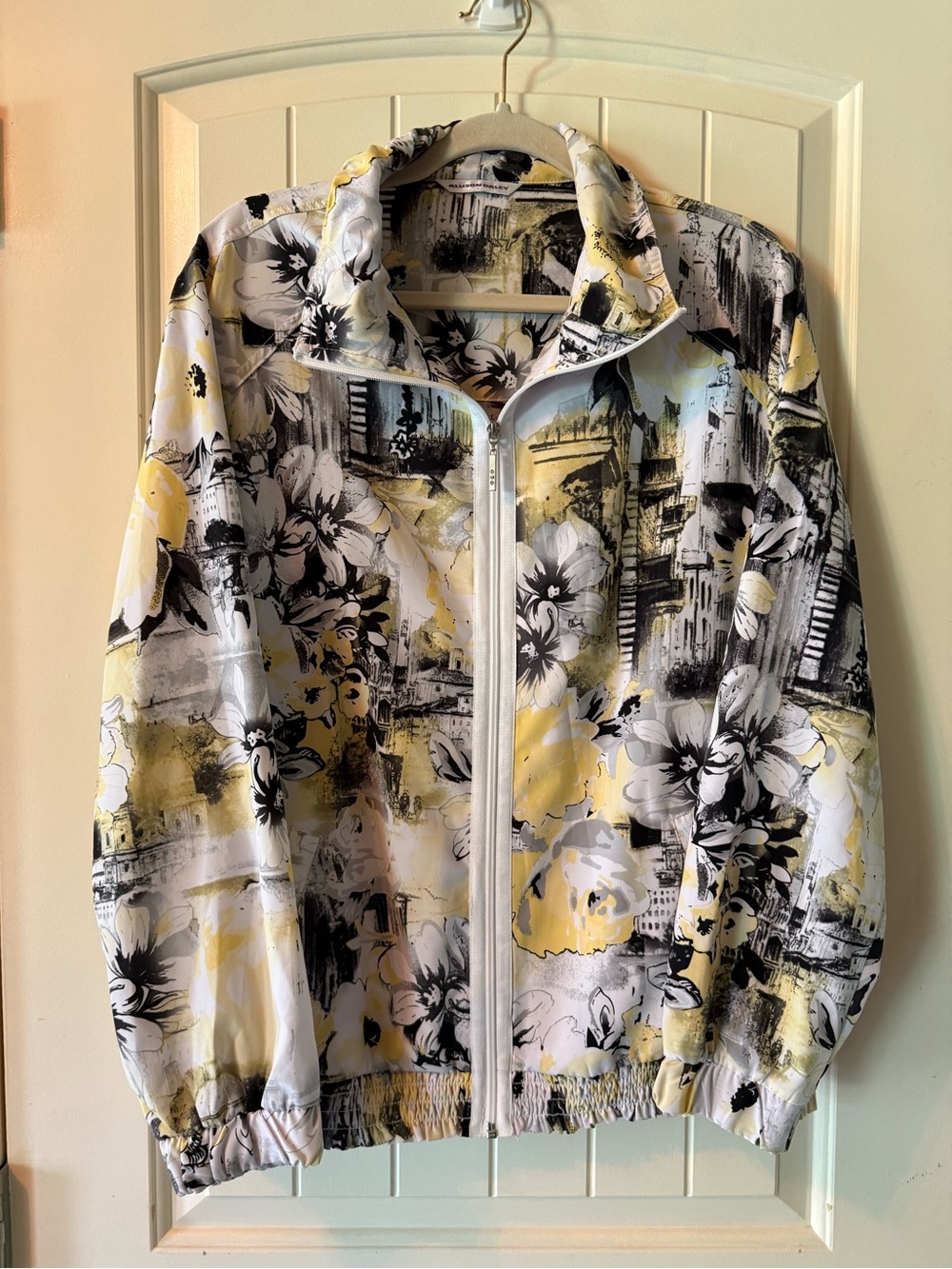 Allison Daley Artistic Collage Pattern Zip Jacket